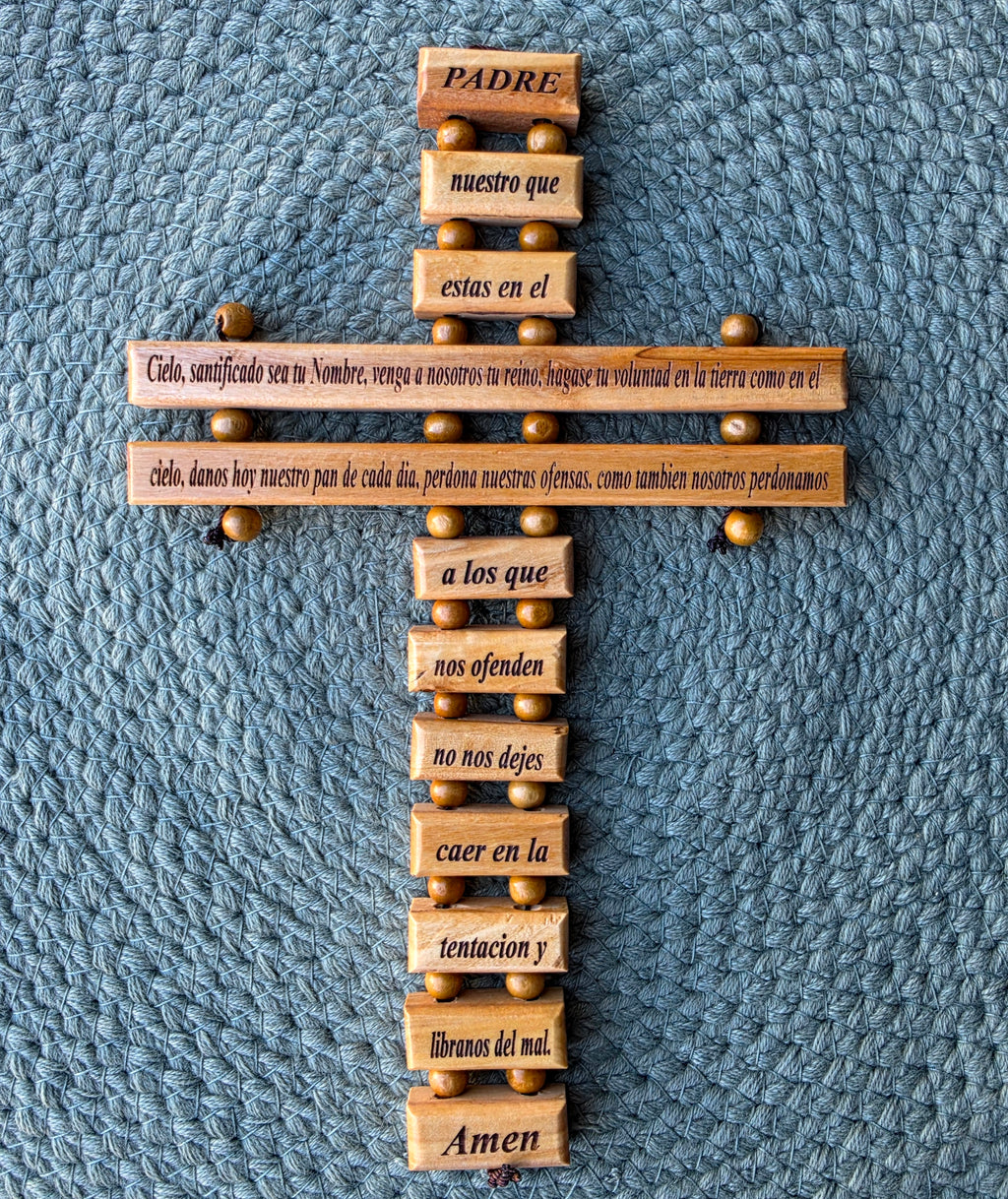 Olive Wood Hanging "Padre Nuestro" Prayer