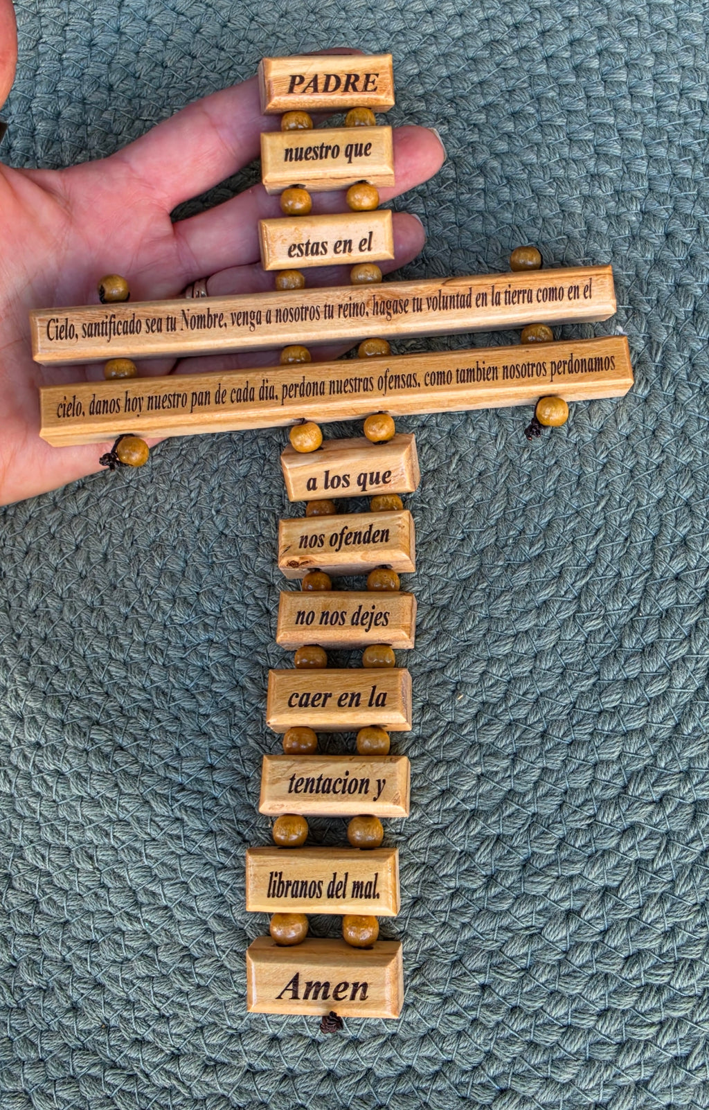 Olive Wood Hanging "Padre Nuestro" Prayer