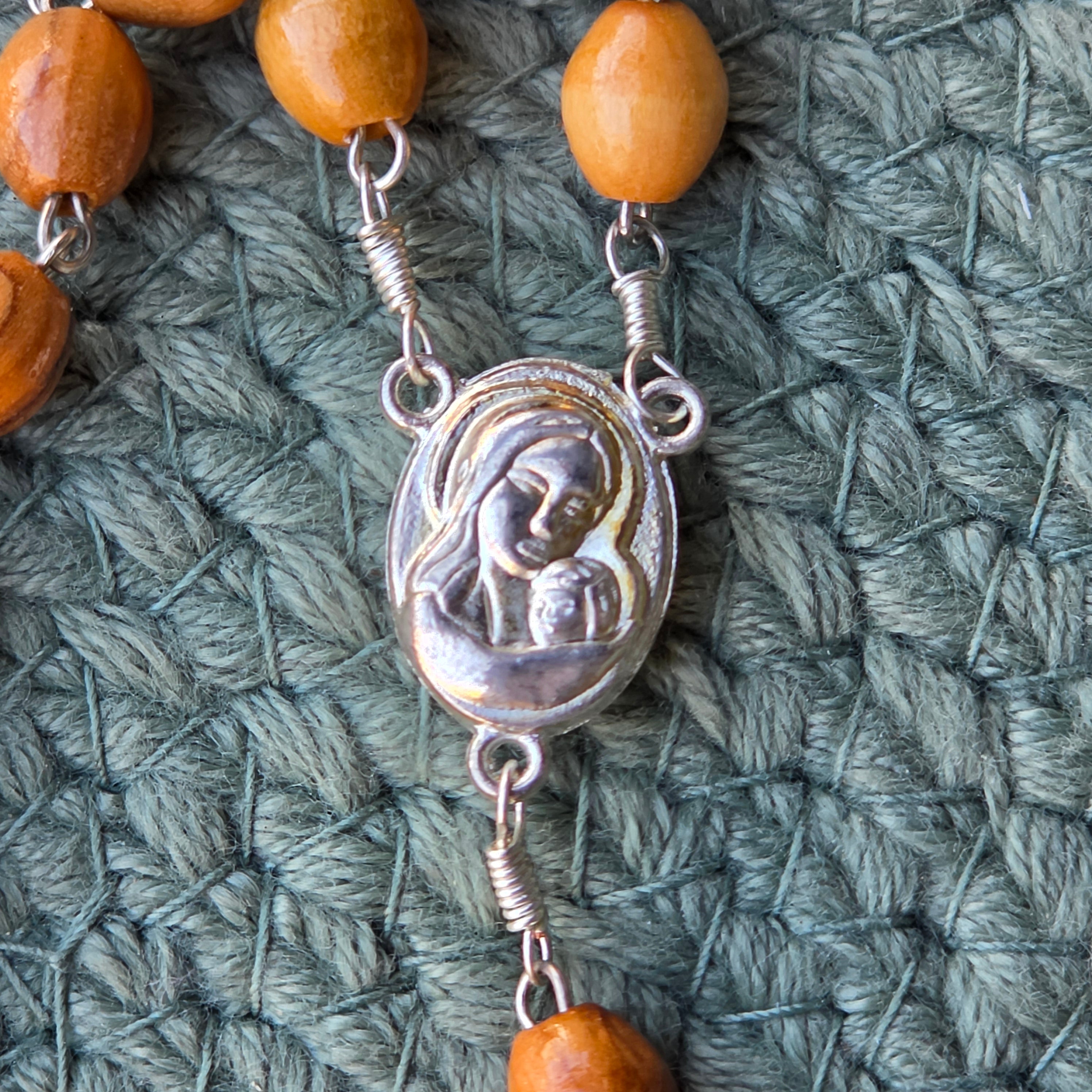 Olive Wood Rosary with Holy Land Jerusalem Soil