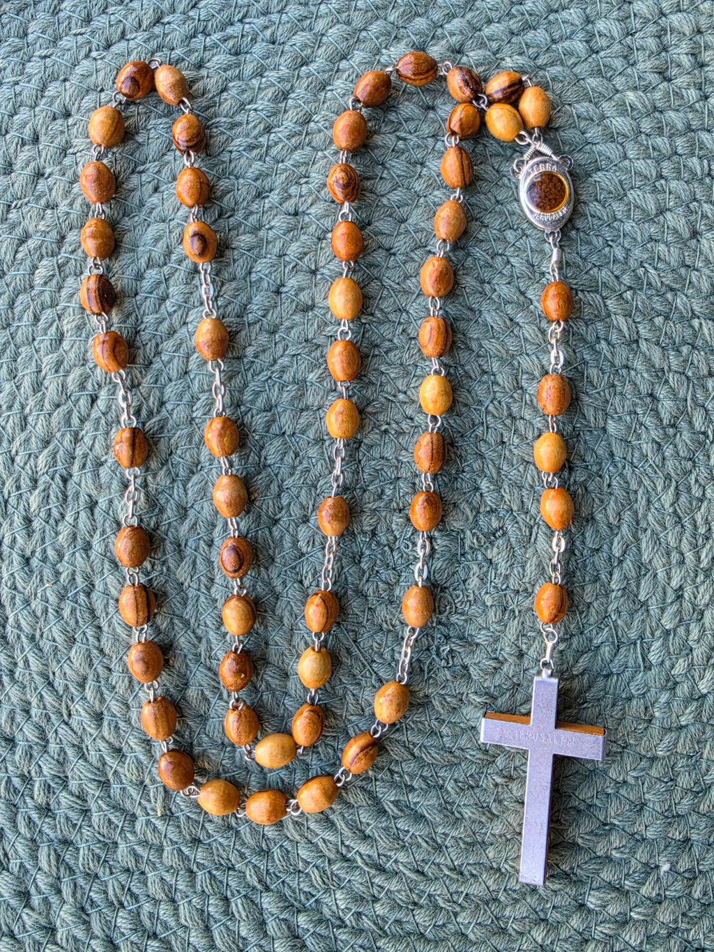 Olive Wood Rosary with Holy Land Jerusalem Soil