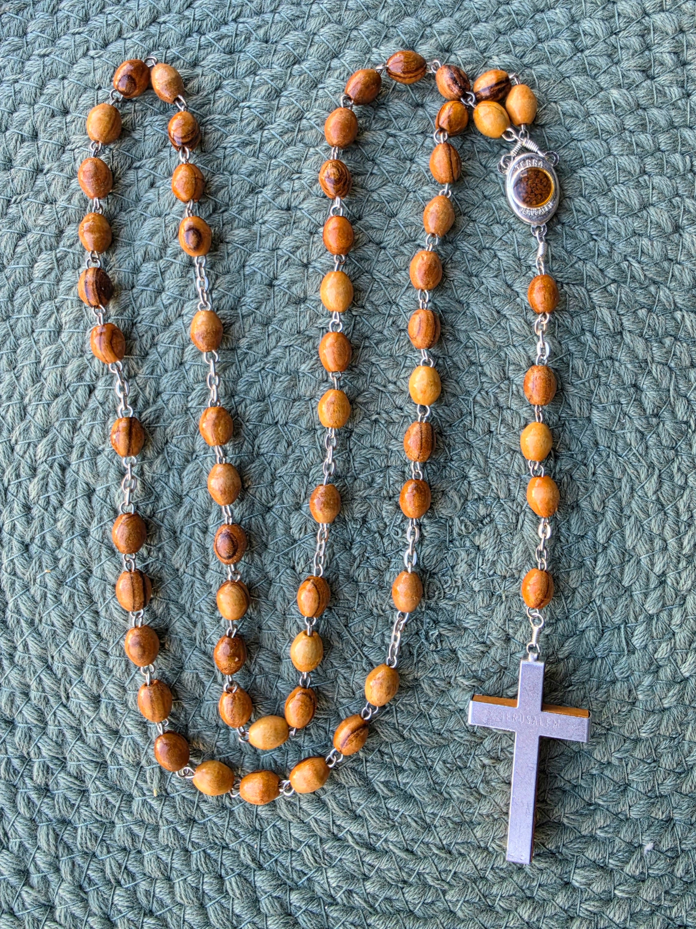 Olive Wood Rosary with Holy Land Jerusalem Soil