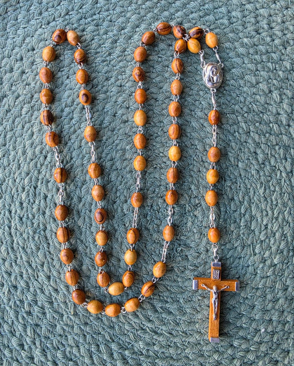 Olive Wood Rosary with Holy Land Jerusalem Soil