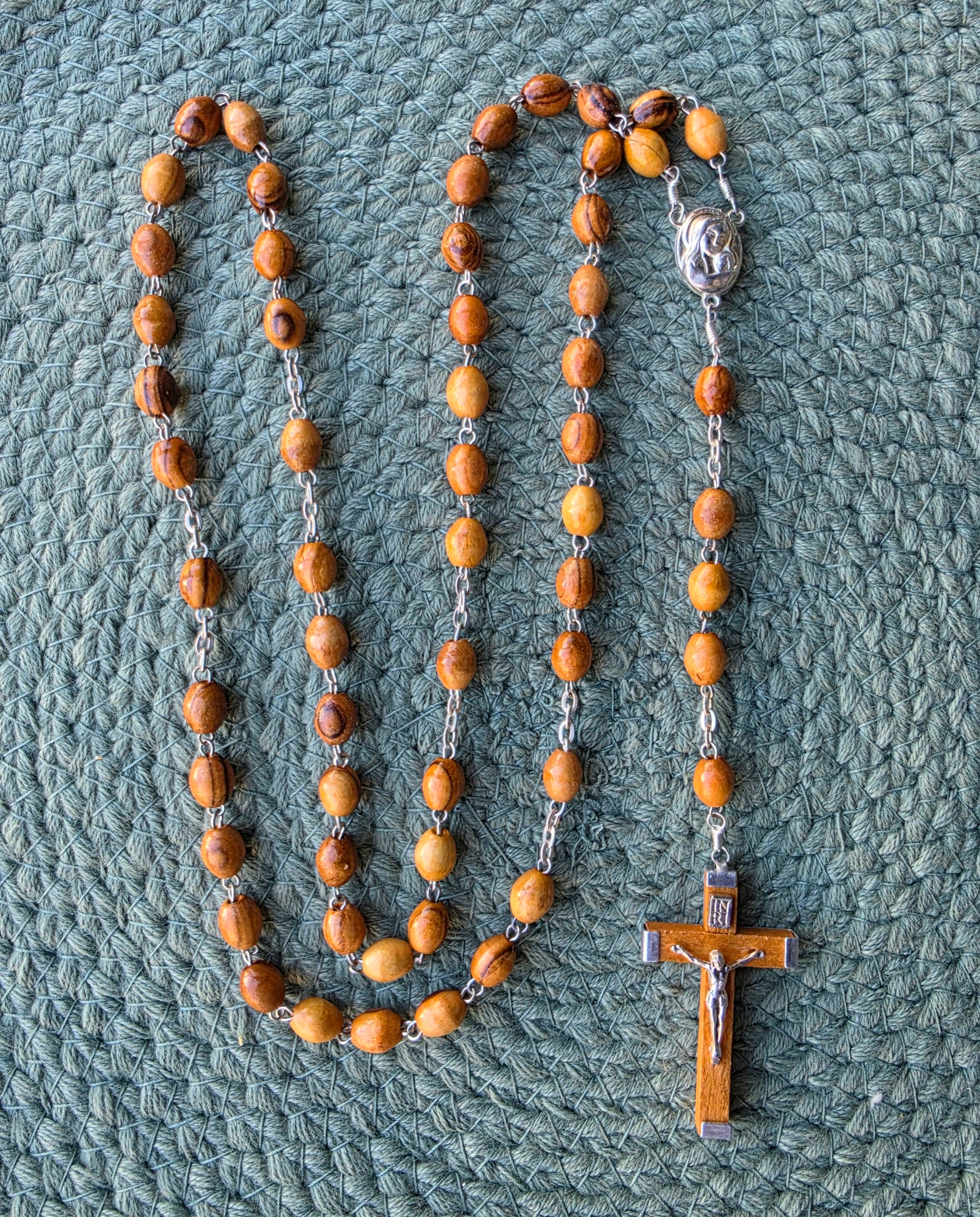 Olive Wood Rosary with Holy Land Jerusalem Soil